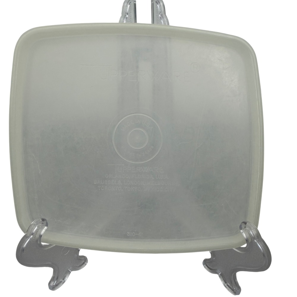Tupperware 310-41 Square Replacement Lid Sheer White Frosted 5x5 Vintage USA